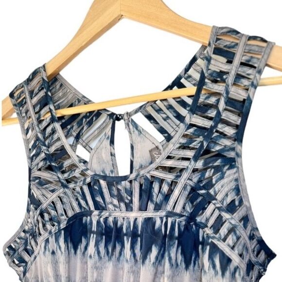 Charlie Jade Sleeveless Lightweight Blue Smocked Cut Out Maxi Dress. Small. - Picture 2 of 9